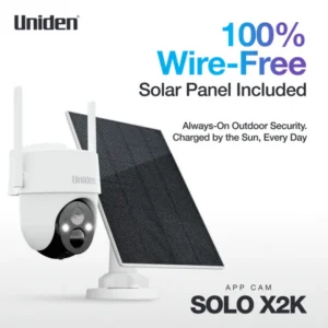 Uniden App Cam SOLO X2K PT Kit - INCLUDES SOLAR PANEL